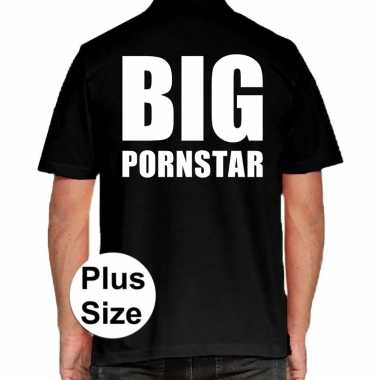 Grote maten big pornstar polo shirt zwart voor heren