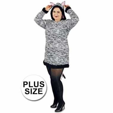 Grote maten dames zebra kostuum