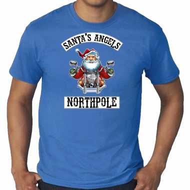 Grote maten fout kerstshirt / outfit santas angels northpole blauw voor heren