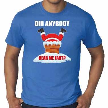 Grote maten fun kerstshirt / outfit did anybody hear my fart blauw voor heren