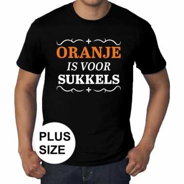 Grote maten oranje is voor sukkels shirt zwart heren
