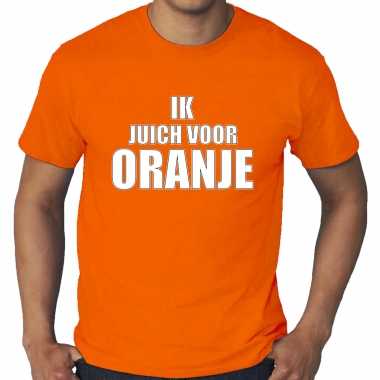 Grote maten oranje t-shirt holland / nederland supporter ik juich voor oranje ek/ wk voor heren