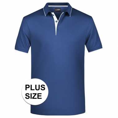 Grote maten plus size polo t-shirt high quality navy/wit voor heren