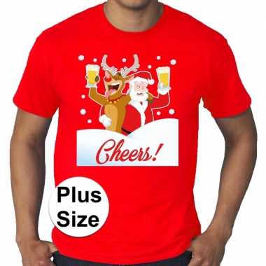 Grote maten plus size rood fout kerst t-shirt dronken kerstman / rudo