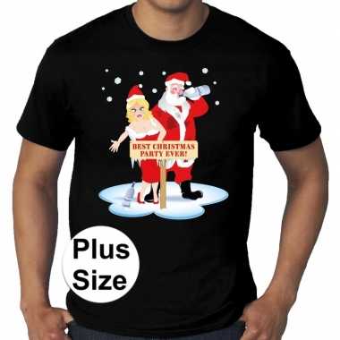 Grote maten plus size zwart fout kerst t-shirt best christmas party e