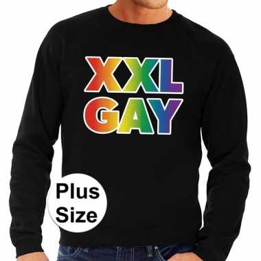 Grote maten xxl gay regenboog sweater zwart voor heren