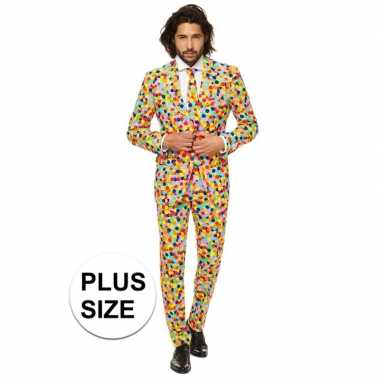 Maten grote maat compleet kostuum met confetti print