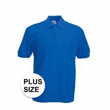 Maten grote maat horecakleding kobaltblauw poloshirt korte mouw