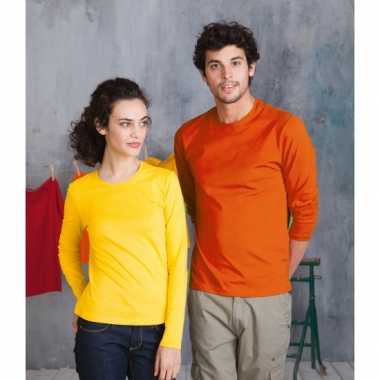 Maten grote oranje t-shirts lange mouwen
