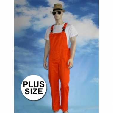 Maten grote verkleed tuinbroek oranje voor volwassenen