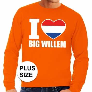 Oranje i love big willem grote maten sweater / trui heren