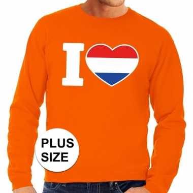 Oranje i love holland grote maten sweater / trui heren