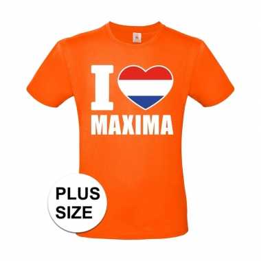 Oranje i love maxima grote maten shirt heren