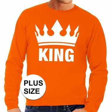 Oranje koningsdag king kroon grote maten sweater / trui heren