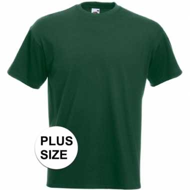 Set van 3x stuks grote maten donker groene t-shirts met korte mouwen voor heren, maat: 3xl (46/58)