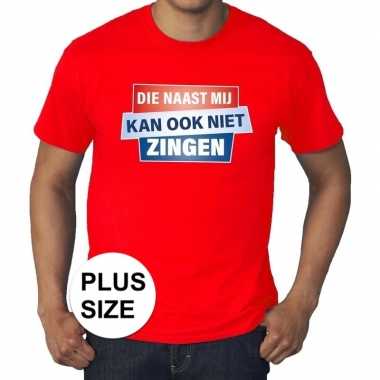 Toppers - grote maten kan ook niet zingen shirt rood heren