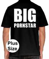 Grote maten big pornstar polo shirt zwart voor heren