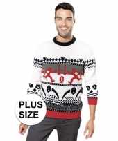 Grote maten big size foute witte kersttruien scandinavische print voor volwassenen