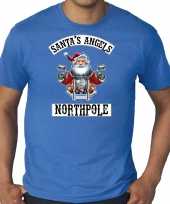 Grote maten fout kerstshirt outfit santas angels northpole blauw voor heren