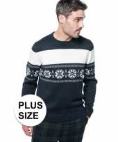 Grote maten foute blauw witte kersttruien scandinavische print voor heren