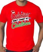 Grote maten foute kerst-shirt rood calories dont count at christmas voor heren