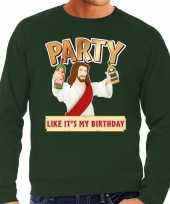 Grote maten groene foute kersttrui sweater party jezus voor heren
