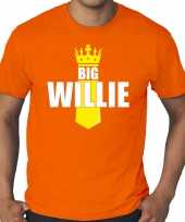 Grote maten koningsdag t shirt big willie met kroontje oranje voor heren