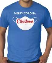 Grote maten merry corona christmas fout kerstshirt outfit blauw voor heren