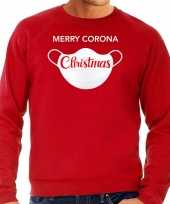 Grote maten merry corona christmas foute kersttrui outfit rood voor heren