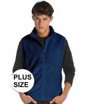 Grote maten navy blauwe fleece sport bodywarmers voor heren