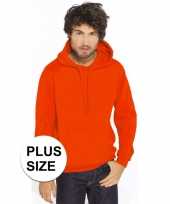 Grote maten oranje hooded sweater trui voor heren