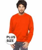 Grote maten oranje sweater trui katoenmix voor heren