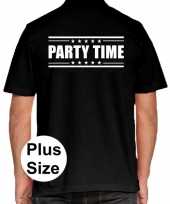 Grote maten party time polo shirt zwart voor heren
