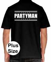 Grote maten partyman polo shirt zwart voor heren