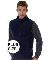 Grote maten plus size donkerblauwe fleece sport bodywarmers voor heren