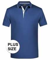 Grote maten plus size polo t-shirt high quality navy wit voor heren