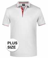 Grote maten plus size polo t-shirt high quality wit rood voor heren
