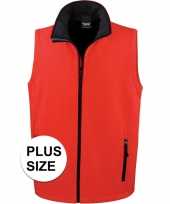Grote maten plus size rode softshell sport bodywarmers voor heren