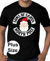 Grote maten plus size zwart fout kerst t-shirt sons of santa north pole voor heren