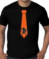 Grote maten zwart t shirt holland nederland supporter oranje leeuw stropdas ek wk voor heren