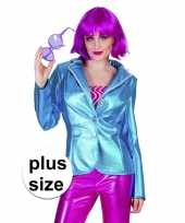 Maten grote maat blauwe disco verkleedkleding jasje voor dames