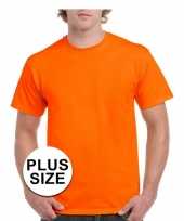 Maten grote maat katoenen t shirt oranje voor volwassenen