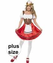 Maten grote maat rood bruin oktoberfest jurkje voor dames
