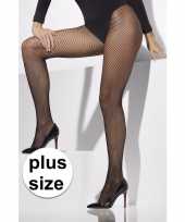 Maten grote maat visnet panty zwart