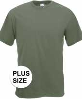 Set van 3x stuks grote maten olijf groene t-shirts met korte mouwen voor heren maat 3xl 46 58