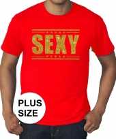 Toppers grote maten sexy t-shirt rood met gouden letters