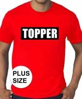 Toppers grote maten topper in kader t-shirt rood heren